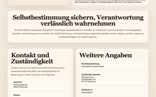 Website-Ausschnitt unten von Holovey Betreuung