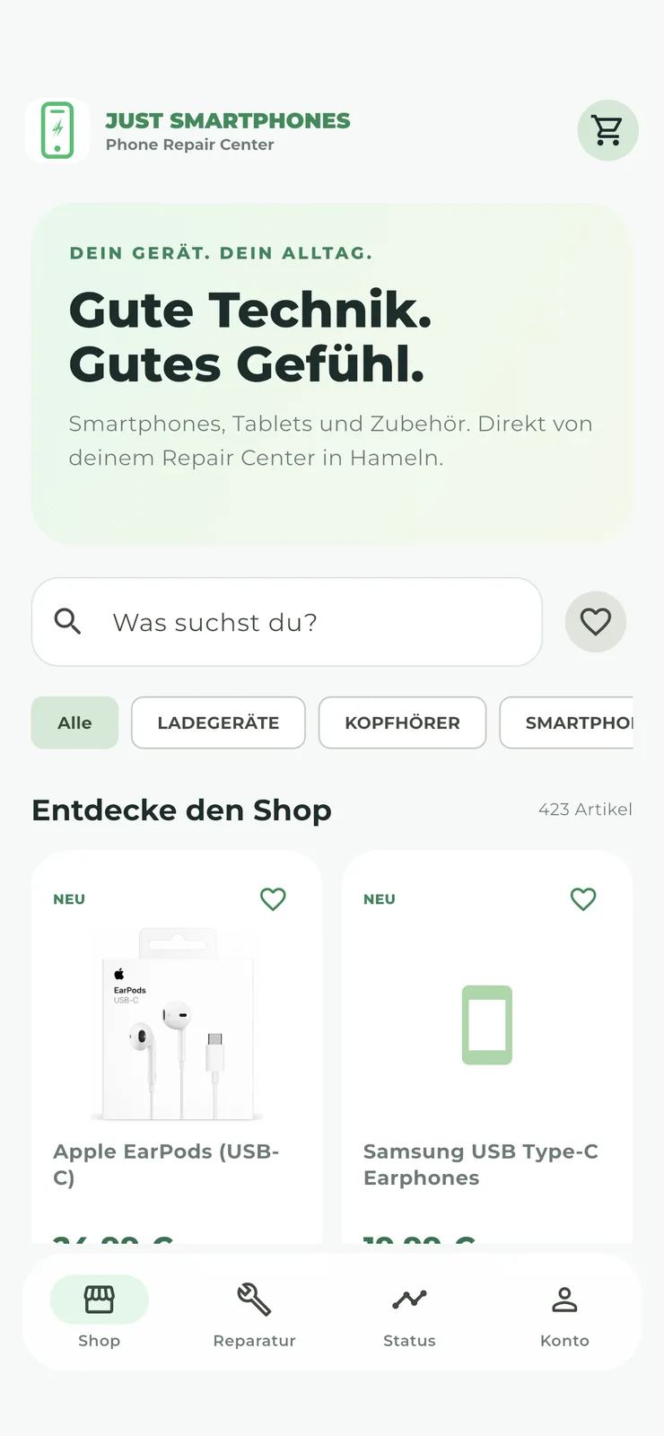 Just Smartphones Kunden-App: Shop und Produktsuche auf dem iPhone