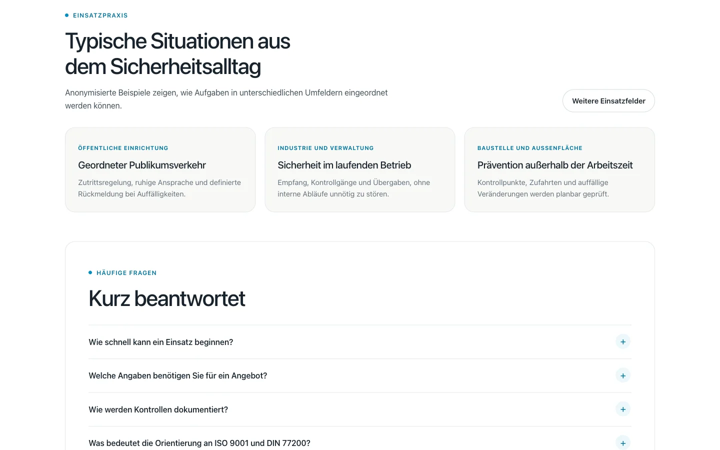 Aktuelle Praxisbeispiele und FAQ der SafeTec24 Website